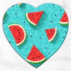 Watermelon Fruit Slice Jigsaw Puzzle (heart) by Bedest