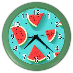 Watermelon Fruit Slice Color Wall Clock by Bedest