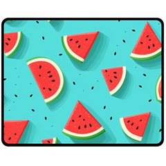 Watermelon Fruit Slice Two Sides Fleece Blanket (medium) by Bedest