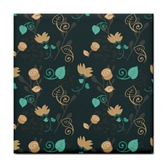 Flower Leaves Pattern Seamless Tile Coaster