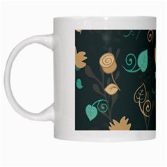 Flower Leaves Pattern Seamless White Mug by Bedest