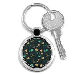 Flower Leaves Pattern Seamless Key Chain (round) by Bedest