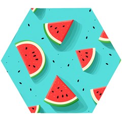 Watermelon Fruit Slice Wooden Puzzle Hexagon by Bedest