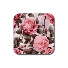 Rose Flower Seamless Rubber Coaster (square) by Bedest