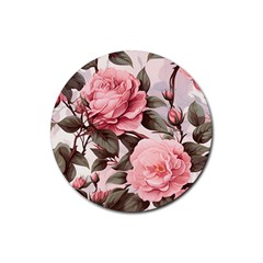 Rose Flower Seamless Rubber Round Coaster (4 Pack) by Bedest