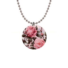 Rose Flower Seamless 1  Button Necklace by Bedest