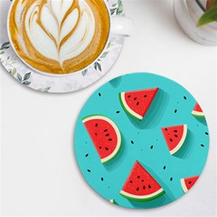 Watermelon Fruit Slice Uv Print Round Tile Coaster by Bedest