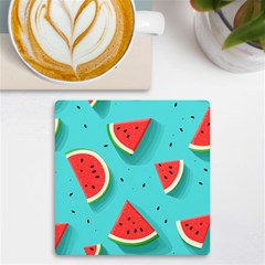 Watermelon Fruit Slice Uv Print Square Tile Coaster  by Bedest