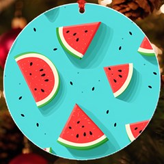 Watermelon Fruit Slice Uv Print Acrylic Ornament Round by Bedest