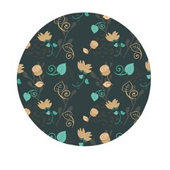 Flower Leaves Pattern Seamless Mini Round Pill Box by Bedest