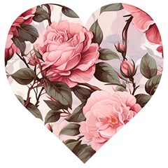 Rose Flower Seamless Wooden Puzzle Heart by Bedest