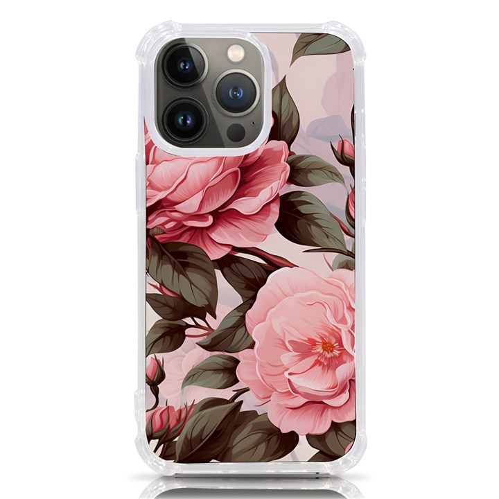 Rose Flower Seamless iPhone 13 Pro TPU UV Print Case