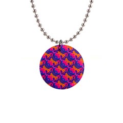 Purple Blue Abstract Pattern 1  Button Necklace by Bedest