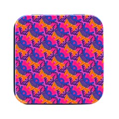 Purple Blue Abstract Pattern Square Metal Box (black)