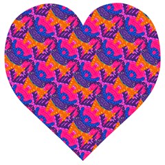 Purple Blue Abstract Pattern Wooden Puzzle Heart