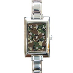 Camouflage Pattern Fabric Rectangle Italian Charm Watch