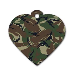 Camouflage Pattern Fabric Dog Tag Heart (two Sides) by Bedest