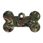 Camouflage Pattern Fabric Dog Tag Bone (One Side) Front