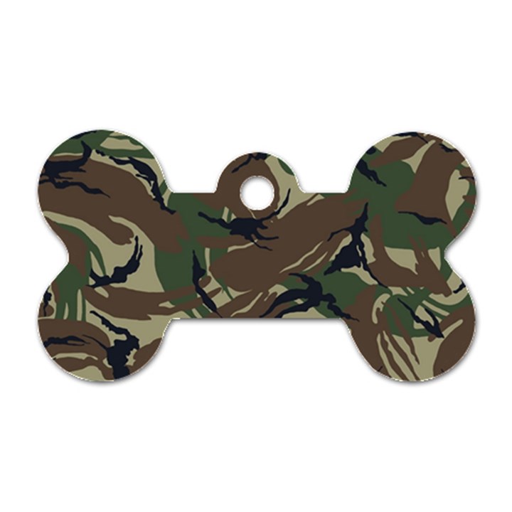 Camouflage Pattern Fabric Dog Tag Bone (One Side)