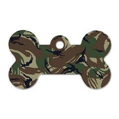 Camouflage Pattern Fabric Dog Tag Bone (two Sides) by Bedest