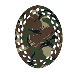 Camouflage Pattern Fabric Oval Filigree Ornament (two Sides) by Bedest