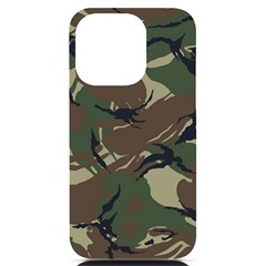 Camouflage Pattern Fabric Iphone 14 Pro Black Uv Print Case by Bedest