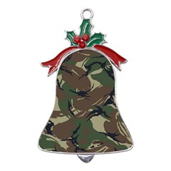 Camouflage Pattern Fabric Metal Holly Leaf Bell Ornament by Bedest