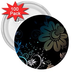 Flower Abstract Desenho 3  Buttons (100 pack) 