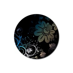 Flower Abstract Desenho Rubber Round Coaster (4 pack)