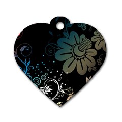 Flower Abstract Desenho Dog Tag Heart (Two Sides)