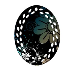 Flower Abstract Desenho Oval Filigree Ornament (Two Sides)