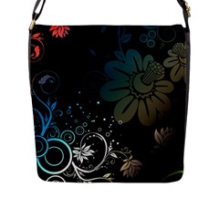 Flower Abstract Desenho Flap Closure Messenger Bag (L)