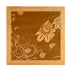 Flower Abstract Desenho Wood Photo Frame Cube