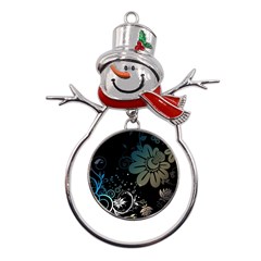 Flower Abstract Desenho Metal Snowman Ornament