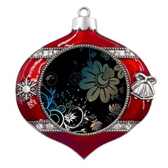 Flower Abstract Desenho Metal Snowflake And Bell Red Ornament