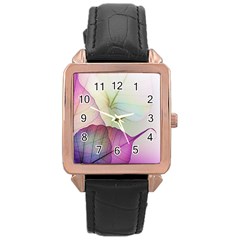 Leaf Desenho Micro Rose Gold Leather Watch  by Bedest