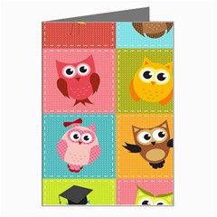 Owls Pattern Abstract Art Desenho Vector Cartoon Greeting Card by Bedest