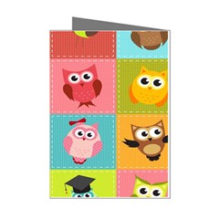 Owls Pattern Abstract Art Desenho Vector Cartoon Mini Greeting Cards (pkg Of 8) by Bedest