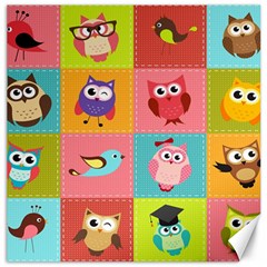 Owls Pattern Abstract Art Desenho Vector Cartoon Canvas 20  X 20  by Bedest