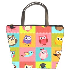 Owls Pattern Abstract Art Desenho Vector Cartoon Bucket Bag by Bedest