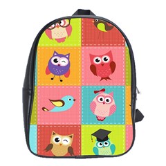 Owls Pattern Abstract Art Desenho Vector Cartoon School Bag (xl) by Bedest