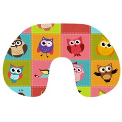 Owls Pattern Abstract Art Desenho Vector Cartoon Travel Neck Pillow by Bedest