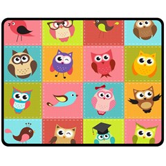 Owls Pattern Abstract Art Desenho Vector Cartoon Two Sides Fleece Blanket (medium) by Bedest