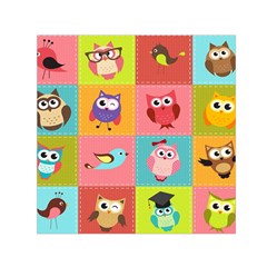 Owls Pattern Abstract Art Desenho Vector Cartoon Square Satin Scarf (30  X 30 ) by Bedest