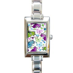 Butterflies Abstract Background Colorful Desenho Vector Rectangle Italian Charm Watch by Bedest