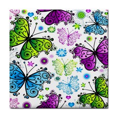 Butterflies Abstract Background Colorful Desenho Vector Tile Coaster by Bedest