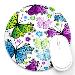 Butterflies Abstract Background Colorful Desenho Vector Round Mousepad by Bedest