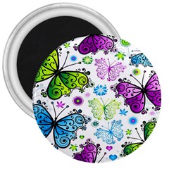 Butterflies Abstract Background Colorful Desenho Vector 3  Magnets by Bedest