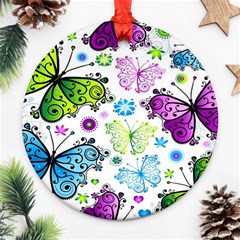 Butterflies Abstract Background Colorful Desenho Vector Ornament (round) by Bedest