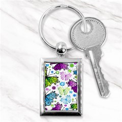 Butterflies Abstract Background Colorful Desenho Vector Key Chain (rectangle) by Bedest